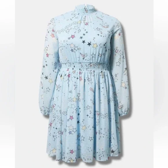 963. Large -TORRID Mini Clipdot Mock Neck Chiffon Skater Dress NEW $86 msrp - Picture 5 of 5